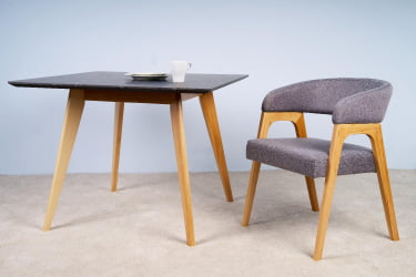 Стол Лунд 960*960 мрамор Графит Темный орех