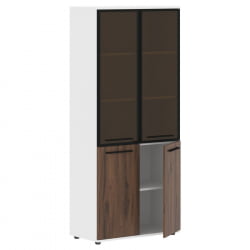 Шкаф комбинированный  с дверьми в металлической раме EDIS EHCS 85.7 Дуб Денвер темный Черный Белый