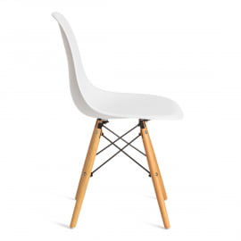 Кухонный стул CINDY (EAMES) (mod. 1801) дерево бук/металл/сиденье пластик, 45x51x82 см, White (белый)