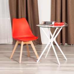 Стул TULIP (mod. 73-1) дерево/пластик/экокожа, 47,5x55x80 см, Красный (Red)