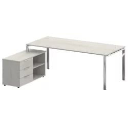 Стол рабочий руководителя с опорной тумбой левый METAL SYSTEM DIRECT БГ.СРТ-6.9 Л Дуб Наварра