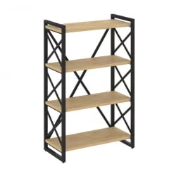 Стеллаж на регулируемых опорах - 4 полки LOFT VR.L-MST.O-4.8 Металл черный Тиквуд светлый