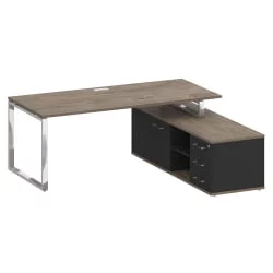 Стол руководителя с опорной греденцией, правый SHIFT SK.SRG-200 (R) Тиквуд Темный/Антрацит