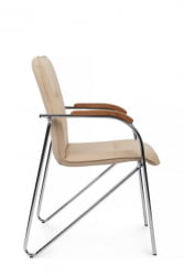 Стул Самба с деревянными подлокотниками СМБ-02Х Хром гальв. Бежевый / SMB-02H