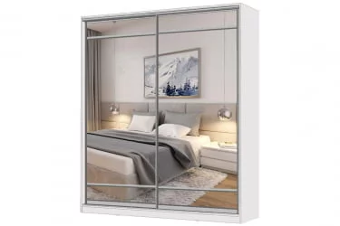 Белый шкаф-купе с зеркалом Виктория 1800х584х2300, Белый 18ДЗЗЗДЗЗЗ-Б 310-544