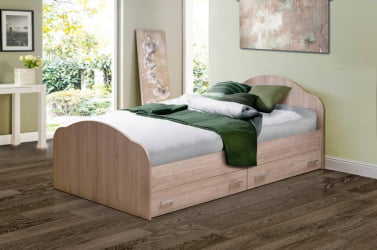 Кровать с ящиками на уголках №1 ЛДСП 1600*1900 Ясень Анкор светлый