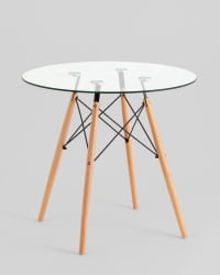 Стол круглый EAMES DSW NEW D=80 прозрачный стеклянный