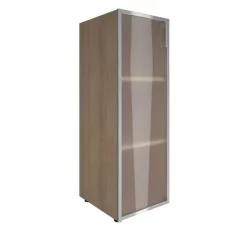 Шкаф книжный средний со стеклом в раме Lacobel без топа YALTA LT-SU 2.4L white Снежная Патина