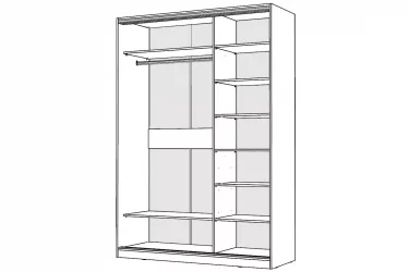 Белый шкаф-купе с зеркалом Виктория 1400х584х2300, Белый 14ДЗЗЗДЗЗЗ-ПП-Б 310-94