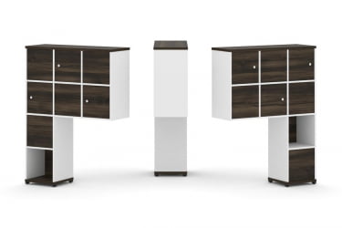 Надставка на стол высокая двухсторонняя + задняя стенка (8 шт.) + распашной фасад (6 шт.) CONCEPT CN.DNV-002 Дуб Мали Белый бриллиант Черный металл