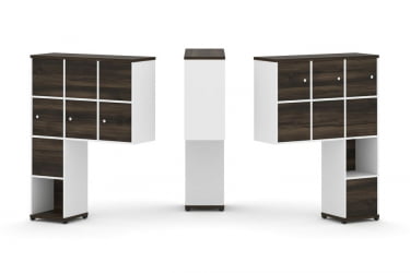 Надставка на стол высокая двухсторонняя + задняя стенка (8 шт.) + распашной фасад (6 шт.) CONCEPT CN.DNV-009 Дуб Мали Белый бриллиант Черный металл