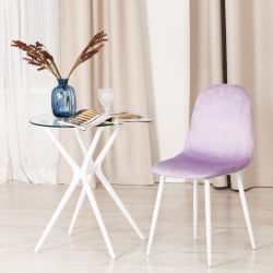 Кухонный стул BREEZE (mod. 4724) вельвет/металл, 44 х 53 х 87 см, Light lavander (светло-лавандовый) HLR26 / белый