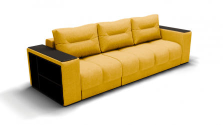 Диван Барон- 2 трансформер угловой (ЗР) Цвет фасада: Желтый; Тип: Прямой; Материал фасада: Металл/Велюр