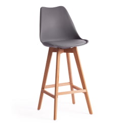 Стул барный TULIP BAR (mod. C1014H-1) пластик/дерево, 42 х 47,5 х 104 см, Grey (серый) 92717 / натуральный