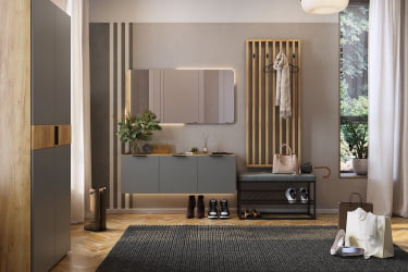 Прихожая Бери К6 Дуб крафт золотой/белое дерево