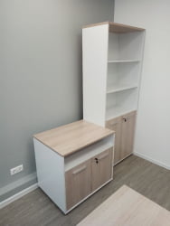 Шкаф 4 широкий верх открытый, низ закрытый Deka 10.19.111 Дуб Сантана светлый/Белый