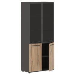 Шкаф комбинированный  с дверьми в металлической раме ЕДИС ЕХCС 85.7 Дуб Денвер светлый Мокко Мокко / EDIS EHCS