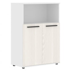 Шкаф с глухими малыми дверьми EDIS EMCS 85.3 Ясень Траун Черный Белый