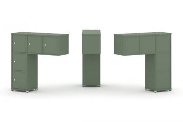 Надставка на стол низкая односторонняя + задняя стенка (5 шт.) + распашной фасад (5 шт.) CONCEPT CN.ONN-007 Кобо Белый металл