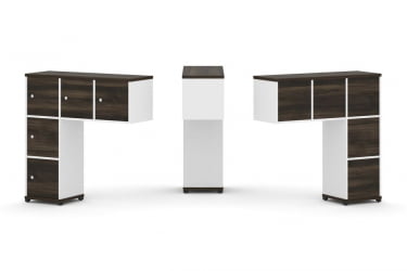 Надставка на стол низкая односторонняя + задняя стенка (5 шт.) + распашной фасад (5 шт.) CONCEPT CN.ONN-007 Дуб Мали Белый бриллиант Черный металл