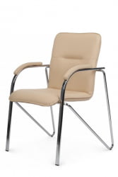 Стул Самба с мягкими подлокотниками СМБ-01Х Хром гальв. Бежевый / SMB-01H