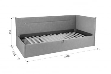Кровать  0.9 Альба (Тахта) КМ.Т-16 нежно-розовый (велюр) / КМ.T-16