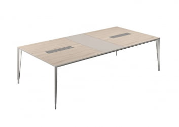 Конференц-стол (домино поперек) Atlas NZ-0108.YN.GS.AL Ясень Наварра Серый камень Алюминий