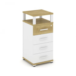 Тумба приставная с 4-мя ящиками и надставкой CОНCЕПТ CН.ТУО-003 Б/В Дуб Винченцо Белый бриллиант Белый / CONCEPT CN.TUO-003 B/W