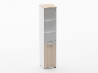 Шкаф 4 узкий верх стеклянная дверь, низ закрытый Deka 10.19.17Пр Туя/Белый