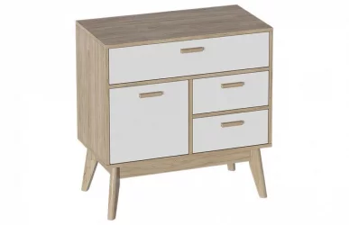 Комод с дверью и 3 ящиками Калгари 04 Дуб натуральный светлый/белый матовый