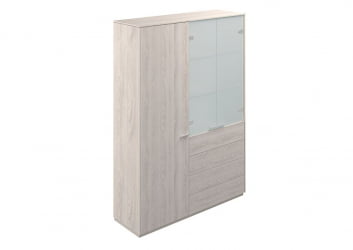 Шкаф высокий двойной с отделением для одежды Atlas NZ-0303+NZ-0312.YN.YN Ясень Наварра