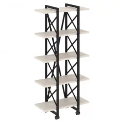 Стеллаж на колесных опорах - 5 полок LOFT VR.L-MST.K-5.4V Металл черный Денвер светлый