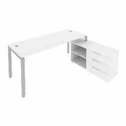 Рабочая станция на П-образном м/к с опорной тумбой правая Метал Сйстем Б.РС-СТС-2.5 Пр Белый/Серый / Metal System