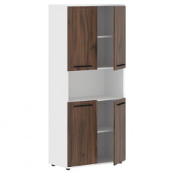 Шкаф с двумя комплектами глухих малых дверей ЕДИС ЕХCС 85.4 Дуб Денвер темный Черный Белый / EDIS EHCS