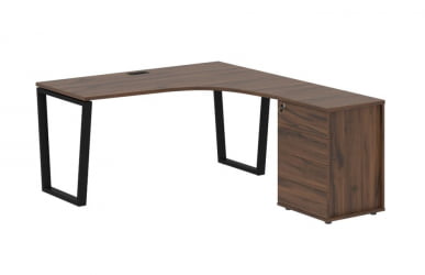 Стол эргономичный с тумбой правый EDIS EVCET 1518 R Дуб Денвер темный Черный