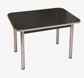 Стол обеденный обеденный Былина Черные цветы матовые/Хром