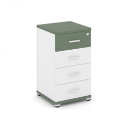 Тумба опорная/приставная с 4 ящиками CОНCЕПТ CН.ТУО-002 Б/В Кобо Белый бриллиант Белый / CONCEPT CN.TUO-002 B/W