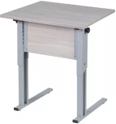 Парта одноместная рост 3-7 прямые углы Белая ЛДСП/Серая кромка/Металл Серый