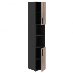 Шкаф-колонка с глухими малыми дверьми (правый) VELION VENEER VRHCS 40.4 R Американский орех Яшма черная