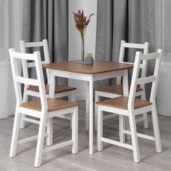 Обеденный стол Соната Люкс/ Sonata Lux table, 75х75х73 см массив сосны, антик/белый, 75х75х73 см