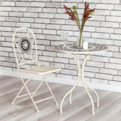 Стол для дачи Secret de Maison ROMEO (mod. PL08-7451RV) металл, 60*72см, белый/плитка калейдоскоп