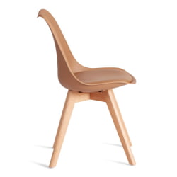 Мягкий стул TULIP (mod. 73-1) дерево/пластик/экокожа, 47,5x55x80 см, Бежевый (Latte)