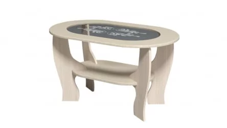 Журнальный стол №2 с овальным стеклом Дуб беленый