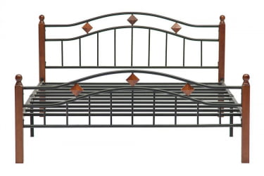 Кровать AT-126 дерево гевея/металл, 160*200 см (Queen bed), красный дуб/черный
