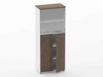 Шкаф 4 широкий верх стеклянные двери, низ закрытый Deka 10.19.191 Дуб Верцаска/Белый