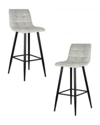 Стул барный ДОБРИН НИCОЛЕ (черные матовые ножки, светло-серый велюр (108-52)) 2 шт / DOBRIN NICOLE