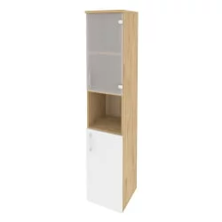 Шкаф высокий узкий правый ОНИКС О.СУ-1.4(Р) Тиквуд Светлый/Белый / ONIX O.SU-1.4(R)