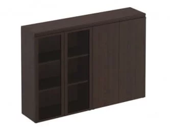 Шкаф для документов средний комбинированный (со стеклом + закрытый) MARK МК 322 Орех тоскана