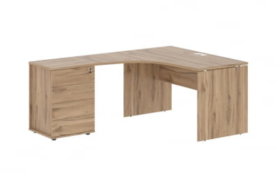 Стол эргономичный с тумбой левый ЕДИС ЕДCЕТ 1518 Л Дуб Денвер светлый Белый / EDIS EDCET L