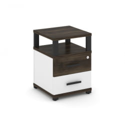 Тумба приставная с 2-мя ящиками и надставкой CОНCЕПТ CН.ТУП-002 Б/В Дуб Мали Белый бриллиант Черный / CONCEPT CN.TUP-002 B/W